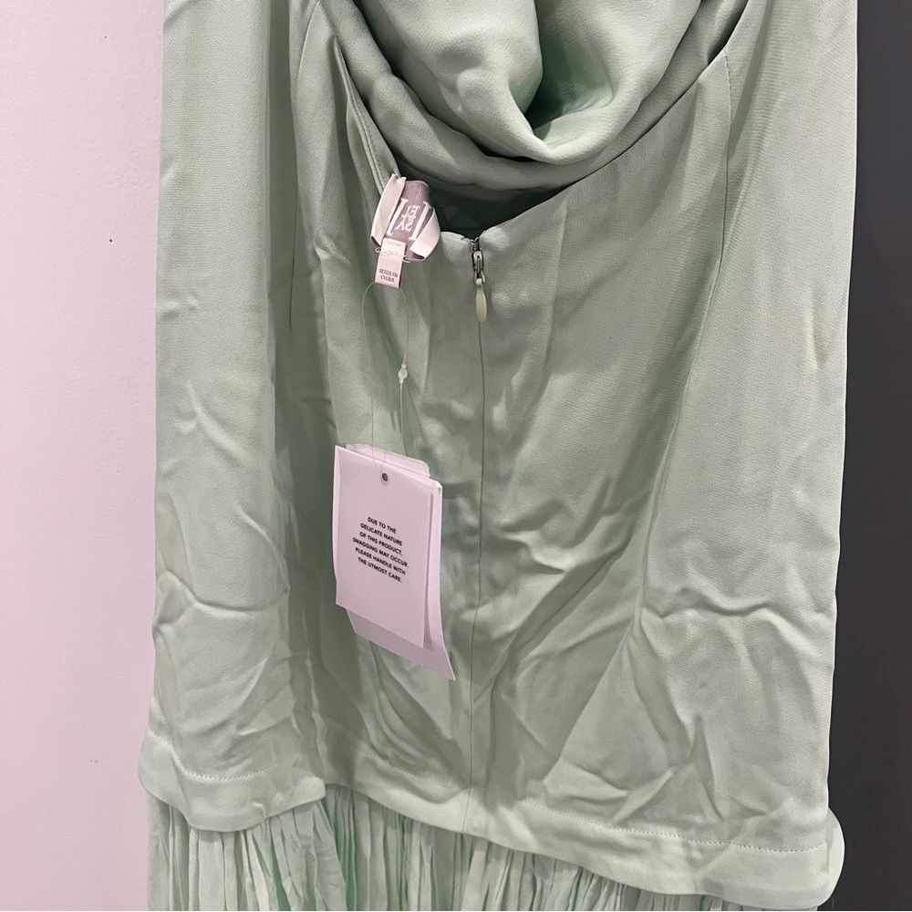 NWT Helsa Maxi Dress Gallery Mint Green Halter Off Shoulder Wedding Guest M - Picture 10 of 12